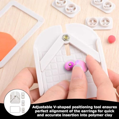 Stud Post Embedding Tool for Polymer Clay Earrings,Polymer Clay Tools,Cutters,Earring Post Embedder Tool for Jewelry, Earrings(Color:White)