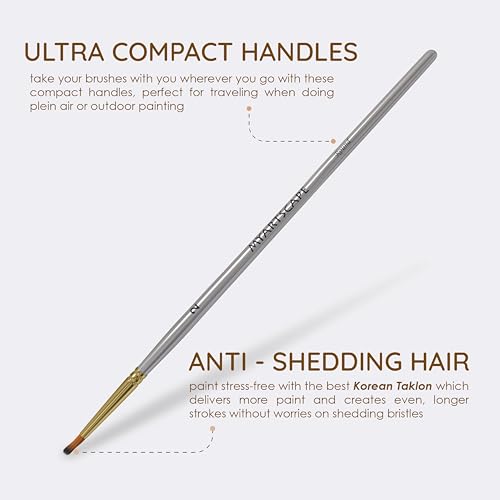 MyArtscape 15 Taklon Paint Brushes with Travel Holder - Short Handle | 15 Taklon paint brushes for acrylic watercolour oil gouache and face painting with travel holder and short handles