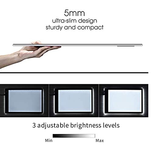 XIAOSTAR Light Box Drawing Pad, 12000 Lux LED Tracing Board A4, USB Powered (Not Rechargeable) PMMA Panel, Adjustable Brightness for Diamond Painting, Sketching, Animation, X-Ray–Includes Accessories | for Artists,Animation Drawing,Sketching,Animation,X-r