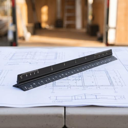 KEILEOHO 3 Pack Architectural Scale Ruler, 12 Inch | Imperial Aluminum Architect Scale, Triangular Drafting Ruler for Engineers, Contractors, Black