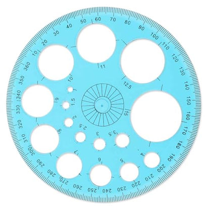 Circle Template for Drawing, Plastic Circle Stencil Geometric Circle Ruler for Drafting, Large and Small Circle Drawing Tool for School Office Supplies - color: blue