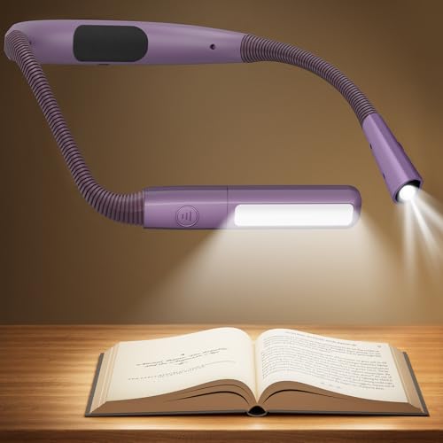 Glocusent Bendable Neck Light, 100 Hours Reading Light for Book Lover Gifts - color: Purple