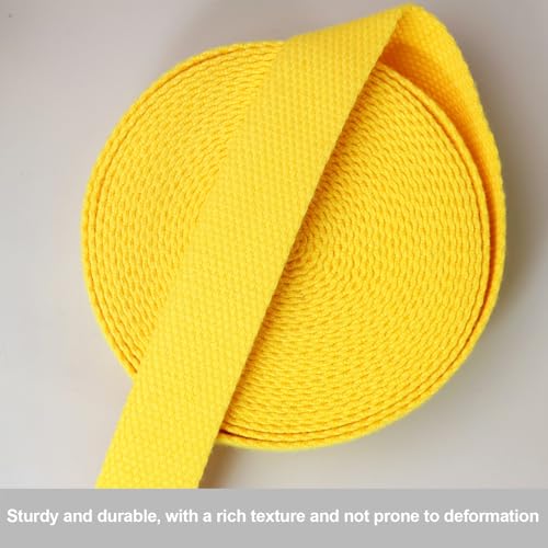 Heavy‑Duty Cotton Webbing Strap 1''x6yds Gold for Bags | 2mm thick webbing for dog collars, backpack, bag handles, apron straps, slings, sewing repairs & DIY craft projects. - color: Gold