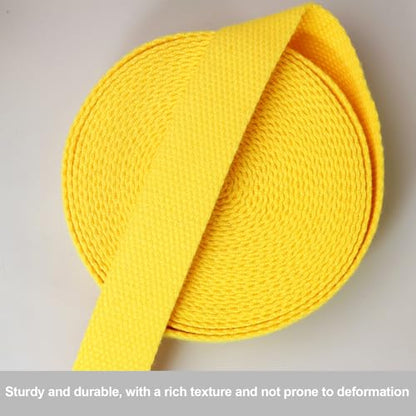 Heavy‑Duty Cotton Webbing Strap 1''x6yds Gold for Bags | 2mm thick webbing for dog collars, backpack, bag handles, apron straps, slings, sewing repairs & DIY craft projects. - color: Gold