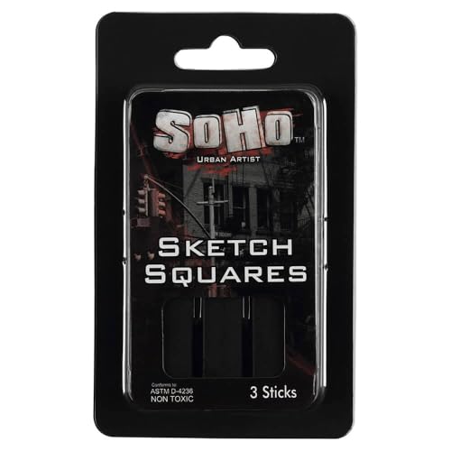 Soho Urban Artist Charcoal Sketch Squares - Drawing Charcoal for Artists, Students, Blending, Live Figure Drawing, & More! - [Black - 108 Pack] - color: Black, size: 108 Count (Pack of 1)