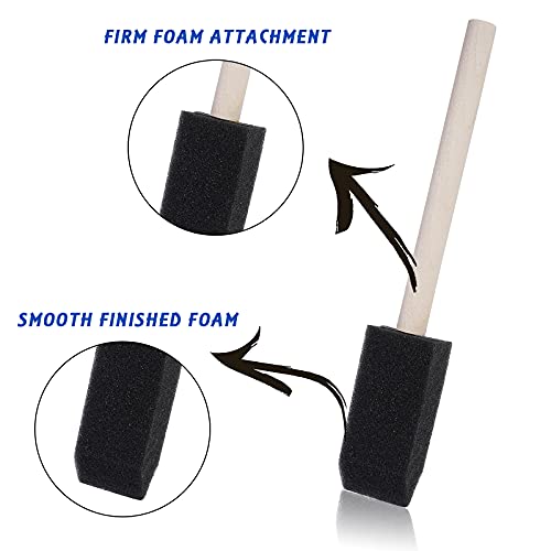 conda 1 inch Foam Brush Set of 58 Pack, Sponge Paint Brush Set with Wood Handle - Lightweight, Durable, Great for Acrylics, Crafts, Stains, Varnishes Art - size: 1"/ 58 Pack