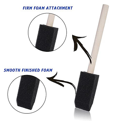 conda 1 inch Foam Brush Set of 58 Pack, Sponge Paint Brush Set with Wood Handle - Lightweight, Durable, Great for Acrylics, Crafts, Stains, Varnishes Art - size: 1"/ 58 Pack