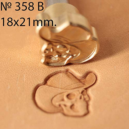 DandS ltd Leather Stamp Tool,Skull with Hat, Professional Steel Craft Tool for Leatherworking, Embossing, Carving & Stamping Leather Projects, Belts Wallets & DIY Projects Compatible with Mallet #358B - color: Skull with Hat 0.70 x 0.82"