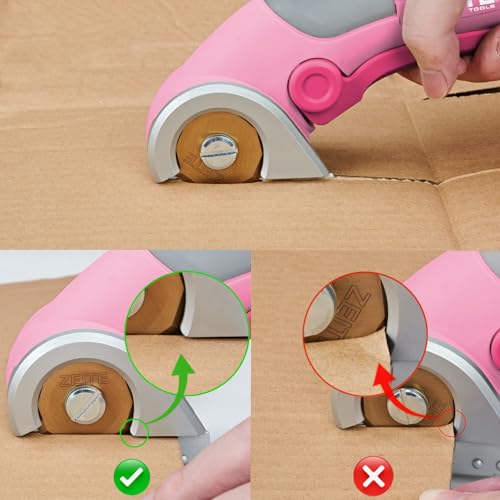 ZEITE Cordless Cardboard Box Cutter with Titanium Coated HSS Blades (Pink) - color: Pink