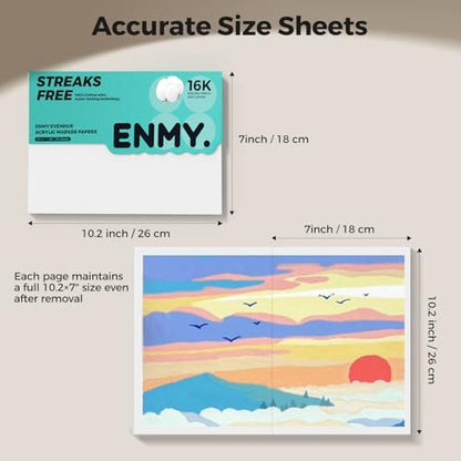ENMY Acrylic Marker Sketch Pad, 10.2×7 inch Bleed-Proof Marker Paper,140lb/300gsm Heavyweight Sketchbook, 30 Sheets Drawing Pad Glue-Bound with Hard Backing for Artists, Students - size: 10.2×7 inch