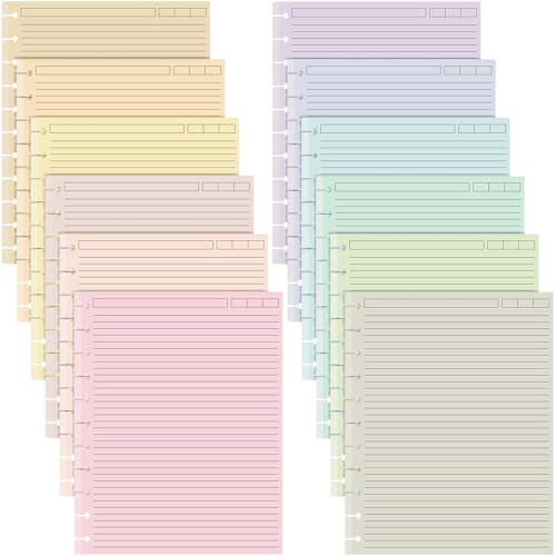 12 Pack 480 Sheets Colored Discbound Refill Paper 8.5 x 11 Inch College Ruled 11 Disc Letter Size Lined Paper Multicolored Notebooks for Refill Journaling (Pastel Colors) - color: Pastel Colors