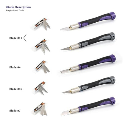 EHDIS 2PCS Exacto Knife Set Utility Craft Precision Hobby Knife Kit with 50PCS Blades for Art, Working-Stencil, Scoring, Scrapbooking, Architecture Modeling, Crafting