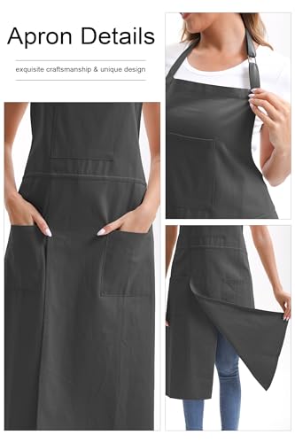 Nanxson Pottery Apron Split Leg with 3 Pockets & Adjustable Buckle | cotton material,Long apron,adjustable waist tie,for Pottery Ceramic Wheel DIY Art Garden - color: Black