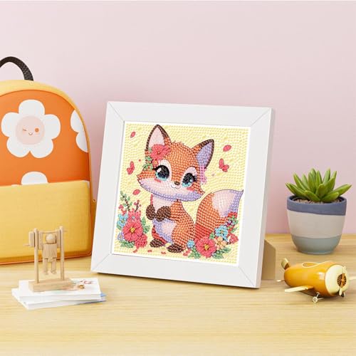 Arttoplus Fox Diamond Art Painting Kits for Kids with Frame 7x7 inch - color: CC979-US