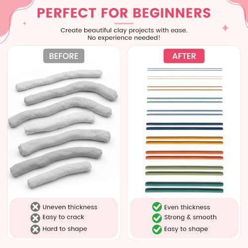 Polymer Clay Bead Roller & Snake Maker, 6 Sizes Strip & Hoop Roller for DIY Earring Jewelry Making