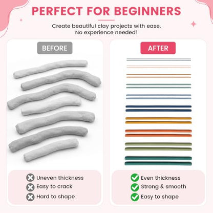 Polymer Clay Bead Roller & Snake Maker, 6 Sizes Strip & Hoop Roller for DIY Earring Jewelry Making