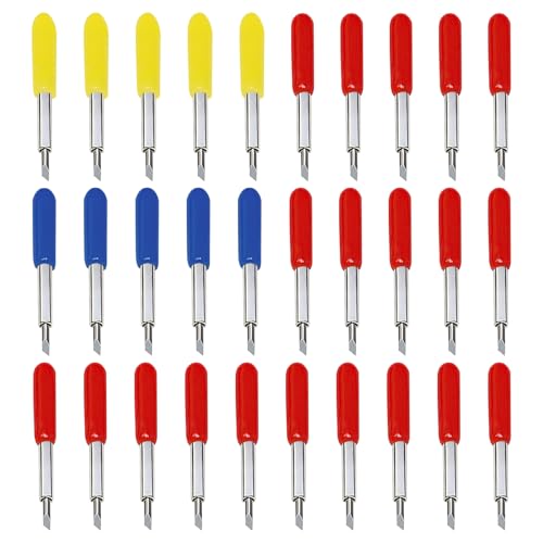30 PCS Replacement Blades for Maker 3/Maker/Explore Air 2/Air 3, Craft Cutting Tool Set Includes 20 Premium Fine-Point, 5 Shallow-Cut & 5 Deep-Cut Blades for Vinyl, Fabric & Cardstock