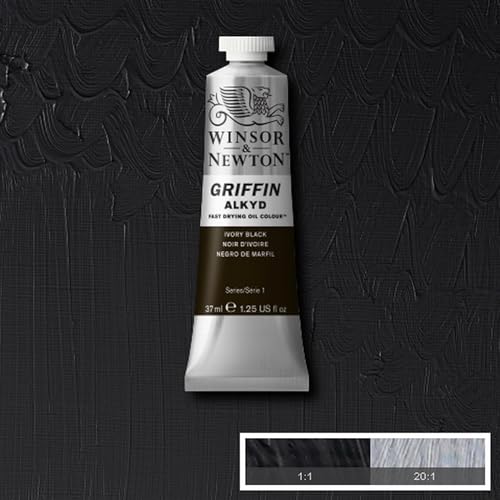 Winsor & Newton Griffin Alkyd Fast Drying Oil Paint, Ivory Black - color: Ivory Black, style: 1.25-oz Tube