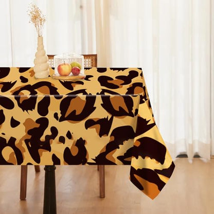 1Pc Leopard Print Party Plastic Tablecloth 54 x 87 Inch Long Table Cover, Jungle Animal Wild Leopard Texture Wedding Baby Shower Party Holiday Dinner Picnic Tablecloth for Kitchen Event Use - color: Leopard Print