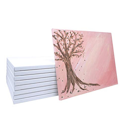 milo Stretched Artist Canvas, 11x14 inch, Value Pack of 8, Blank White | Primed & Ready-to-Paint Art Painting Supplies for Acrylic, Oil, Mixed Wet Media, & Pouring, 100% Cotton with Pine Wood Frame - size: 11" x 14"