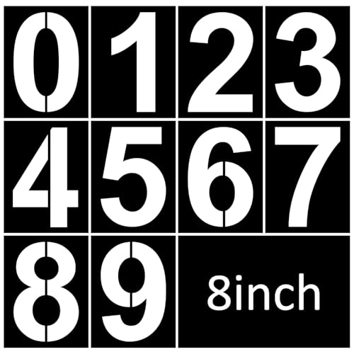 8 Inch Number Stencils Plastic Number Stencils Reusable Digital Painting Templates for Cake Stencil Address Templates - size: 8 Inch