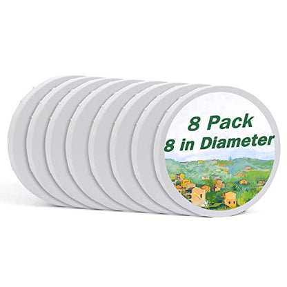 8 Pack Round 8 Inch Painting Canvas Panels | Suitable for Acrylic, Oil, Gouache, Tempera Paints and Various Wet Art Media, Ideal Art Supplies for Beginners and Painters