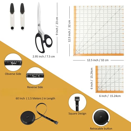 Rotary Cutter Set - 45mm Fabric Cutter with A3 Self-Healing Cutting Mat, 2 Extra Blades, Acrylic Sewing Rulers, Sewing Scissors, Craft Knife - Complete Kit for Sewing, Quilting, Patchwork, Crafting - color: Rotary Cutter Set 2