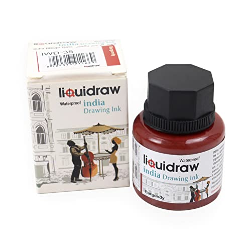Liquidraw Coloured Drawing Ink India Ink, Waterproof 20 Assorted Colours, 35ml Indian Inks for Artists (Burgundy) - color: Burgundy