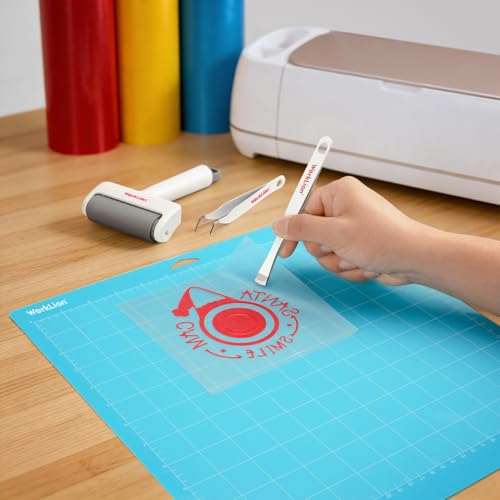 Brayer Roller & Mat Tweezers Remover Set: Worklion Brayer Compatible with Cricut/Brother Printmaking and Crafts Stamping, Plus Two functioned Tweezers Perfect for Fabric, Vinyl, Iron-On and Paper