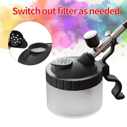 crpen Airbrush Kit with Cleaner Solution, Airbrush Cleaning Pot, Airbrush Spray Cleaning, 30psi/35psi Air Pressure, Black