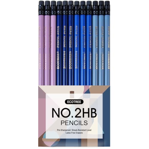 ECOTREE Pre-Sharpened #2 HB Pencils, Back to School Supplies, 12 Count | Graphite Number 2 Pencils for Kids Students, Latex-Free Eraser, Smooth Writing, Drawing, Sketching, Classroom Gifts - color: Morandi, style: 12 COUNT