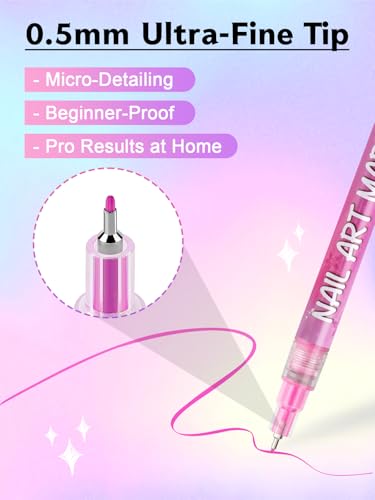 12 Color Nail Art Markers Set, Kalolary Nail Polish Pens Nail Point | Graffiti Dotting Pen Drawing Painting Liner Brush for DIY Nail Art Beauty Adorn Manicure Tools - color: N