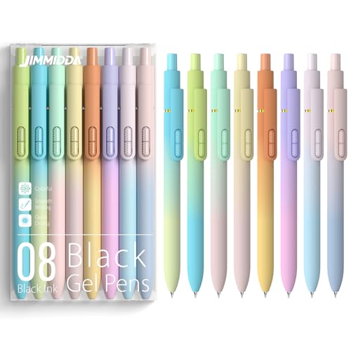 0.7mm Gel Pens Black Ink, 8 Pack Retractable Pens with Fidget Clip - color: Gradient -8Pcs Black Ink