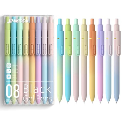 0.7mm Gel Pens Black Ink, 8 Pack Retractable Pens with Fidget Clip - color: Gradient -8Pcs Black Ink