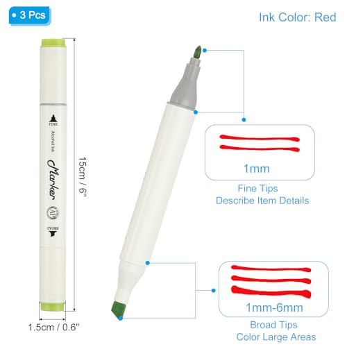 PATIKIL Dual Tip Markers, 3 Pcs Dual Tip Alcohol Markers Set White Barrel with Brush Tip and Fine Tip for Illustration Artist Adult Coloring Drawing Permanent Sketching, Yellow - color: Yellow