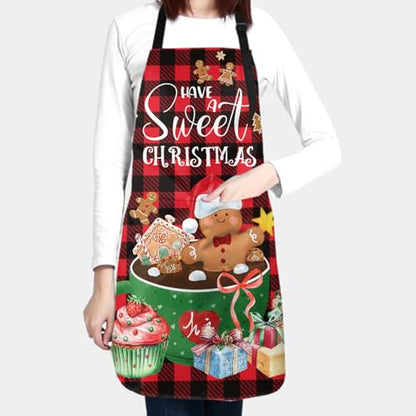 Giwawa Unisex Adult Apron Waterproof Stain Resistant Kitchen Cooking Apron with 2 Pockets for BBQ Grill Painting - color: Sweet Gingerbread