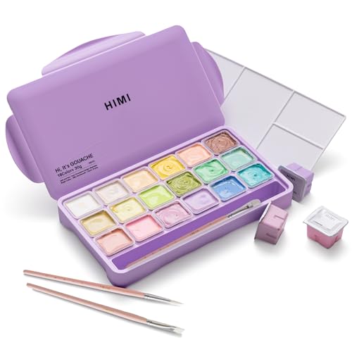 HIMI Gouache Paints set, 18 Colors, 30ml, 18 US fl oz, Non Toxic Paint for Canvas and Paper, Art Supplies for Professionals, Student, Kids and More (Purple)