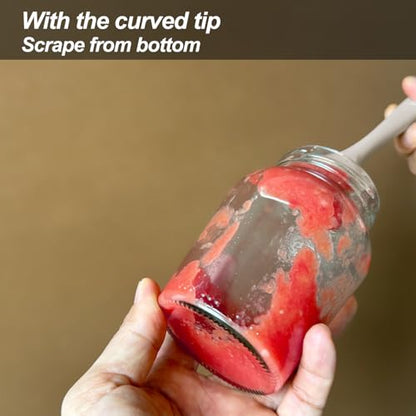 Mini Silicone Spatula, 8" Curved Small Spatula with Shallow Bowl, Khaki,4Pc | Seamless Jar Scraper for Cooking Baking, Wet Pet Food Spoon Spatula, Rubber Jar Scraper, BPA-Free,Dishwasher Safe - color: Khaki