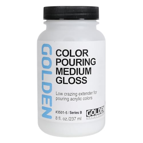 Color Pouring Medium Gloss by GOLDEN, 8 fl. oz. Jar, Professional Acrylic Medium, Transparent