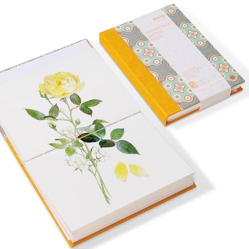 Arrtx Watercolor Journal, 5.35x3.86 Hot Press | 140LB/300GSM, 100% Cotton, Hardcover, 20 Sheets. Ideal Travel Notebook for Artists, Adults, and Students - size: 5.35x3.86''