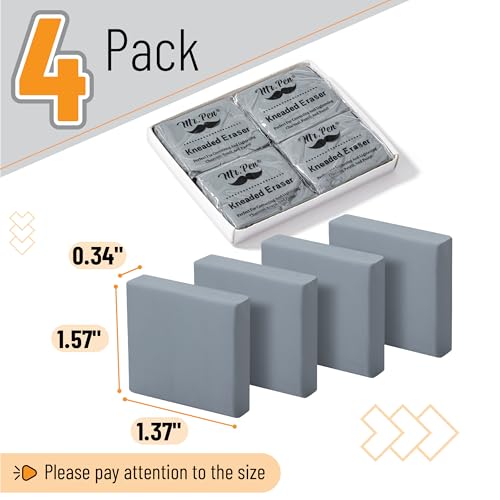 Mr. Pen- Kneaded Erasers, 1.57" x 1.37", 4 Pack, Gray - color: Gray, size: 4 Pack, 1.57" x 1.37"