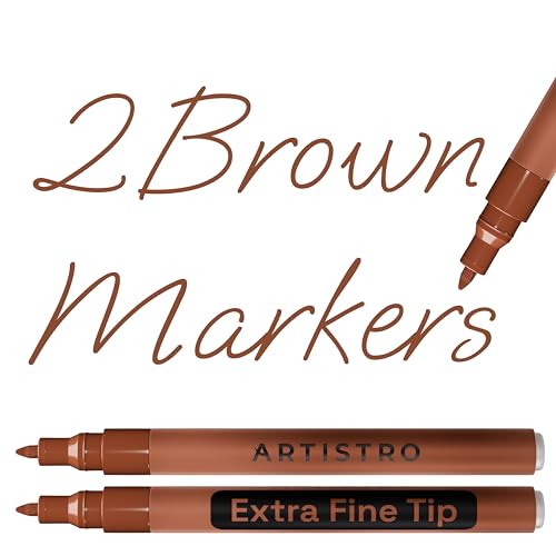 ARTISTRO Brown Acrylic Paint Markers - 0.7mm Extra Fine-Tip - Set of 2 | Paint Pens, Perfect for Crafting, Art Projects, & More - color: Brown, style: Extra Fine