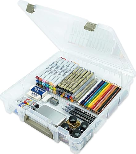 ArtBin Super Satchel 1 Compartment Box Clear Craft Organizer Storage Case - color: Clear & Gold, size: 1 Pack