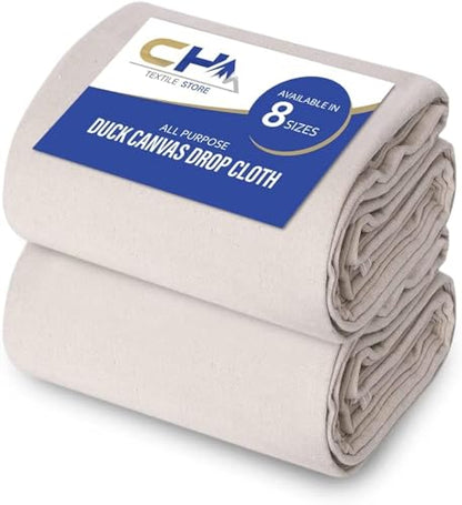 Canvas Drop Cloth for Painting (Size 4 x 5 Feet - Pack of 2) - Pure Cotton Painters Drop Cloth for Painting, Furniture & Floor Protection - All Purpose Thick Canvas tarp with Double Stitched Edges - size: 4' x 5' - Pack of 2