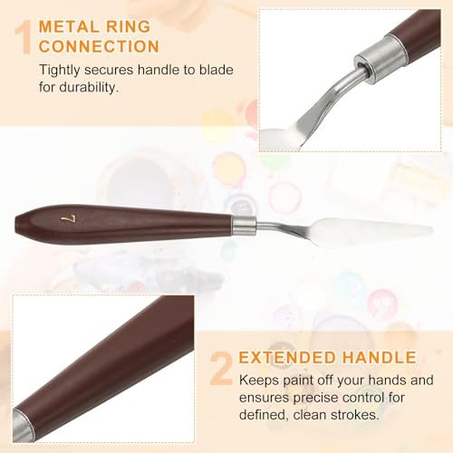 HARFINGTON Palette Knife Painting Tool 2.2" x 0.59" Stainless Steel Art Spatula Pallet Knives Scrapers Tools with Plastic Handle for Acrylic Oil Canvas Mixing Spreading, Red/Silver - size: 2.2" x 0.59"