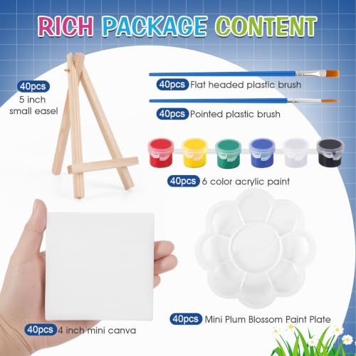 ESRICH 40 Set Mini Canvas Painting Kit, 4x4in Mini Paint Set - size: 40 set 4*4