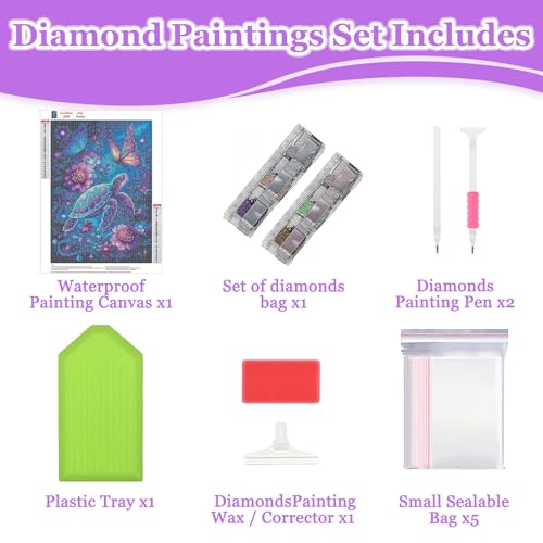 MAXBYE Diamond Painting Kits for Adults Beginners,Turtle 5D Full Round Drill Diamond Art Kit, Easy DIY Dot Painting Gem Craft for Home Wall Art 12x16in - color: ZD058