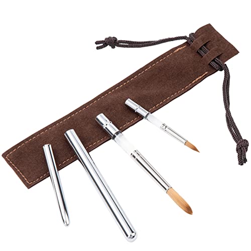 Falling in Art 2 Pcs Round Travel Paint Brush Set | Synthetic Kolinsky Hair Portable Artist Paintbrushes with Protective Pouch for Watercolor,Gouache, Acrylic Paints - size: 2 Pcs Round Kolinsky Hair
