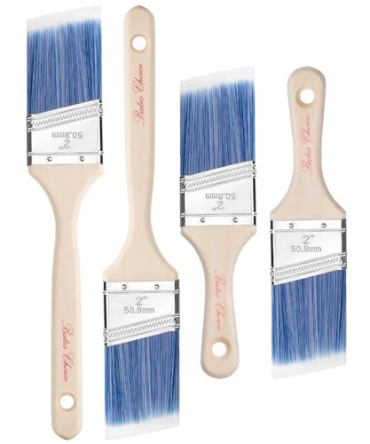 Bates- Angle Paint Brushes for Walls and Trim, 2-Inch, 4 pcs, Stubby & Long Treated Wood Handles, 2 Inch Paint Brushes - color: Wood Handle Angle, size: 4 Pack, 2" Stubby & Long