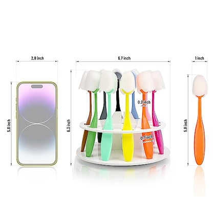 Yoseng 12 Pack Ink Blending Brushes - Perfect Tools for Card Making and Crafters Background Blending with Color Coded Handle with Stand and Covers,Diameter 0.86" - color: Light 12pcs(with Cover and Holder)